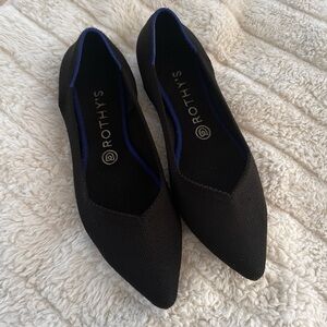 Rothy's Black Flats with Blue Trim